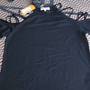 Pesion Black Spaghetti Straps SS  Sleeves Sz. S Top